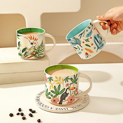 摩登主妇花卉马克杯家用喝水杯早餐杯咖啡杯女生办公室杯子陶瓷杯 商品图0