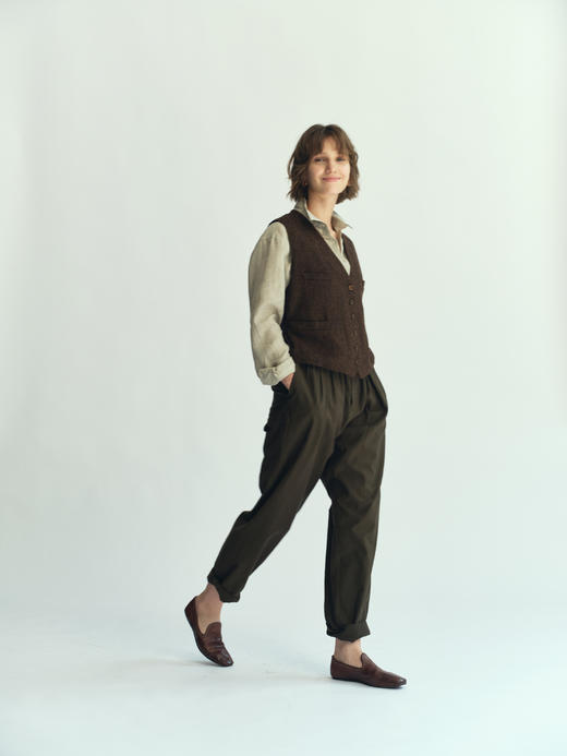 JAI 25AW 秋土棕英国人字纹羊毛游吟诗人马甲 商品图2