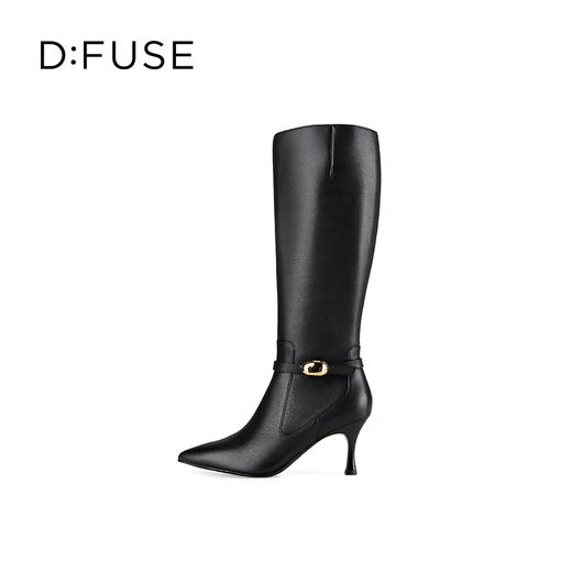 Dfuse迪芙斯2025冬季新款朋克风及膝靴尖头细跟显瘦骑士靴瘦瘦靴DFD4117015 商品图6