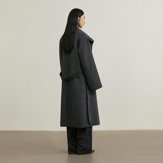 NEELLY纳俪商场同款冬季新款简约通勤双面羊毛呢大衣女立领长外套N25104N04405 商品图1