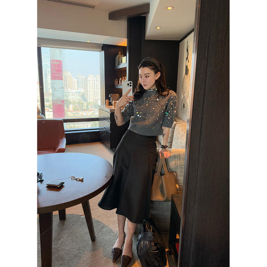 DUO智仙生 秋冬品鉴雕风格立裁优雅半裙仿丝毛 商品图1