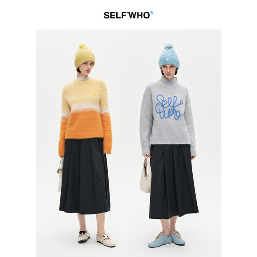 SELFWHO100%绵羊毛笑脸章仔针织帽女2025冬新款保暖毛球装饰帽子 商品图1