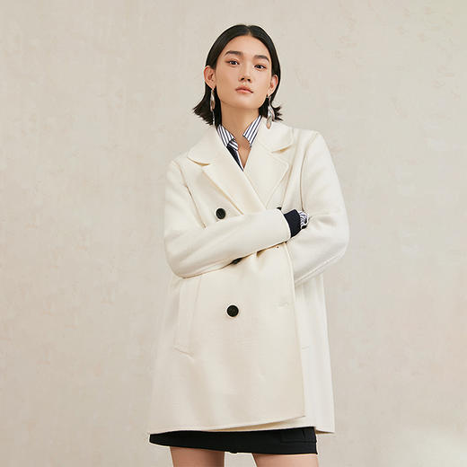 NEELLY纳俪商场同款冬季新款绵羊毛宽松双面呢外套女气质通勤外套N25104N04527 商品图2