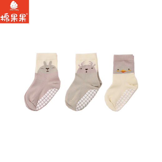 棉果果商场专柜同款儿童袜子女童宝宝袜可爱舒适四季中长款地板袜3双装 商品图1