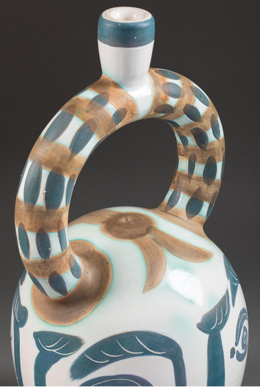 独角鹿西洋古董 1957年代西班牙艺术家与法国工坊合作出品限量装饰阿兹特克四面花瓶 商品图4