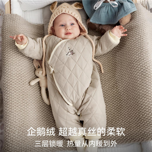 【有味生活家专属】嫚熙婴儿连体衣夹棉连身衣宝宝衣服秋冬保暖加厚外出棉服爬服哈衣 商品图1