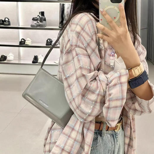 新品上市多巴胺甜美粉色格子衬衫女ins开春休闲遮肉长袖上衣内搭外穿韩系小红书同款 商品图2