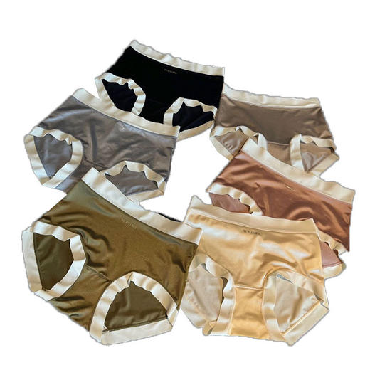 【一盒装6条！】轻奢贵妇蚕丝内裤 女高弹力大码中腰绸缎面蕾丝养护三角裤滑面 商品图4