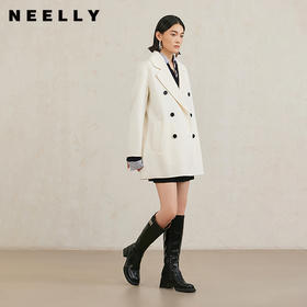 NEELLY纳俪商场同款冬季新款绵羊毛宽松双面呢外套女气质通勤外套N25104N04527