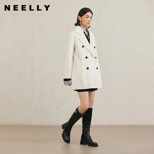 NEELLY纳俪商场同款冬季新款绵羊毛宽松双面呢外套女气质通勤外套N25104N04527 商品图0