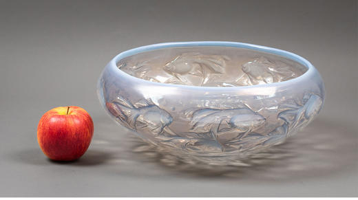 独角鹿西洋古董 1921年法国水晶工坊莱俪LALIQUE设计出品「Cyprins 锦鲤」主题欧泊水晶碗 商品图1