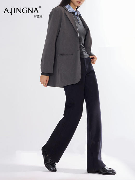 【假两件POLO】阿菁娜秋季新款慵懒风假两件POLO衫立体剪廓形一衣多穿柔糯亲肤保暖F30D302002 商品图3