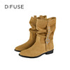 Dfuse迪芙斯2025冬季新款大地色中筒靴奢潮可调节堆堆西部靴女DFD4116040 商品缩略图9