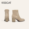 【云粉节】BF楼KISSCAT接吻猫25冬新优雅粗跟靴复古真皮弹力靴瘦瘦靴时装靴女KA65718-12吊牌价1599活动价899 商品缩略图2