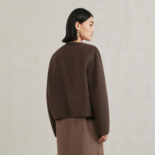 NEELLY纳俪商场同款冬季新款复古美拉德风双面呢女羊毛开衫外套N25104N04409 商品图1