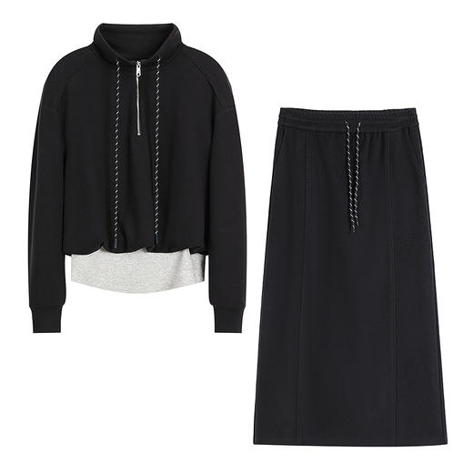 NEELLY纳俪商场同款冬新款慵懒显瘦两件套女时尚百搭上衣半裙套装N25101Z01024 商品图3