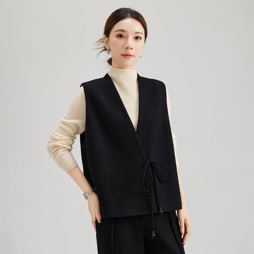 SM 2061显瘦简约通勤时尚马甲风蝴蝶结系带气质优雅马甲 商品图1