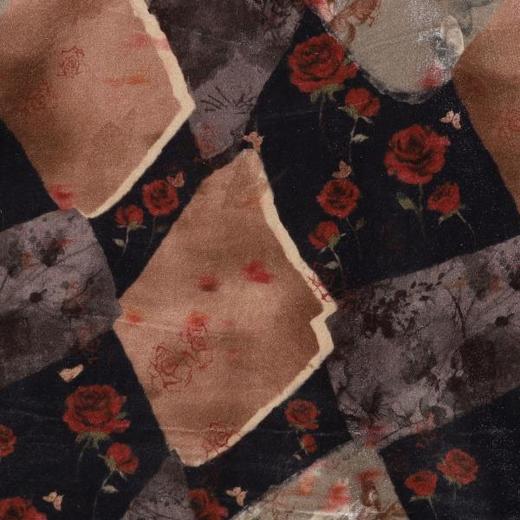 T4915SDSA秋冬新款痞帅男装潮牌绒面拼色玫瑰花交叉V领长袖T恤时尚百搭 商品图3