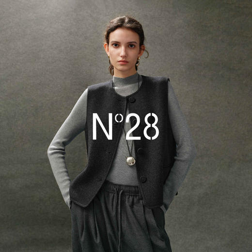 N°28 山羊绒马甲女秋冬季短款叠穿毛呢背心外套8855A1B552  商品图1