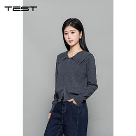 冬上新时尚显瘦大翻领拉链毛衣1254025