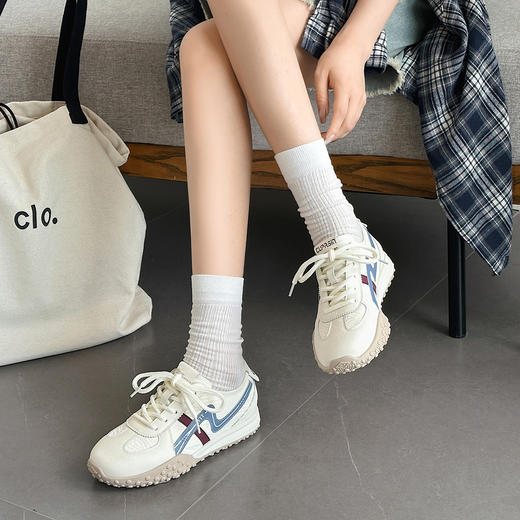 经典鲨2025秋季专柜新品韩版时尚拼色系带休闲鞋跑步鞋子女KW219-537081 商品图1