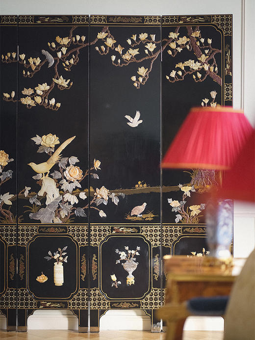 【已售】独角鹿西洋古董 20世纪末中国出品「锦上添花」主题百宝嵌六曲屏风 商品图2