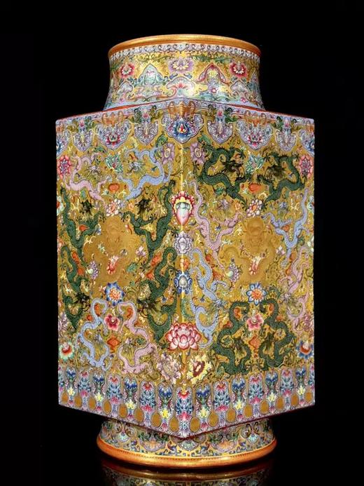 福寿穿花如意图案边 金地百龙四方镶器 商品图0