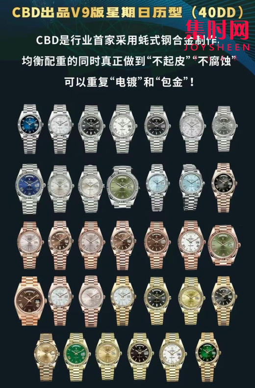 CBD配重版 V9升级版 重量200克+ 劳力士星期日历型系列 日志40mm 白金黑冰糖DD 商品图9