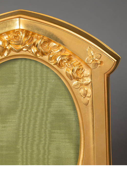 独角鹿西洋古董 19世纪末法国出品玫瑰主题铜鎏金装饰相框一对 商品图4