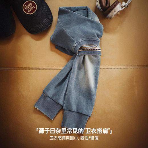 马登复古蓝色针织长款披肩围巾两用保暖护颈围脖外搭护肩女士秋冬 商品图1