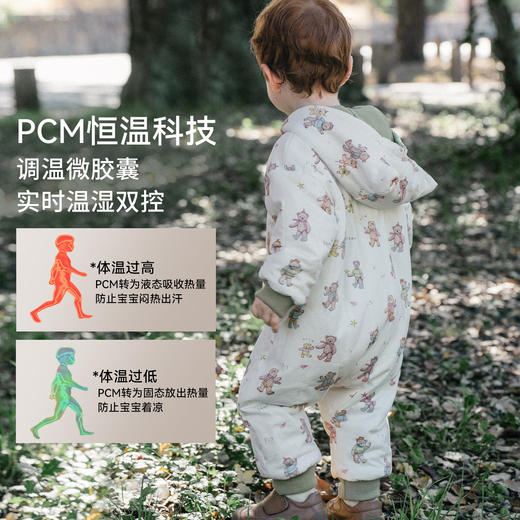 【宝宝服饰】嫚熙婴儿连体衣山茶华夫格宝宝连身衣秋冬加厚保暖外出爬服哈衣 商品图2
