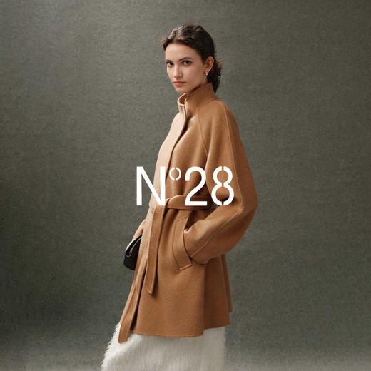 N°28 翻领羊毛呢大衣女秋冬2025新款系带收腰呢子外套8855A1D617 商品图2