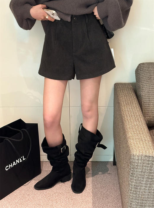 【GZ】无忧购 气质毛呢休闲短裤女秋冬新款高级显瘦打底靴裤5608？（截单后3-5天发货） 商品图4