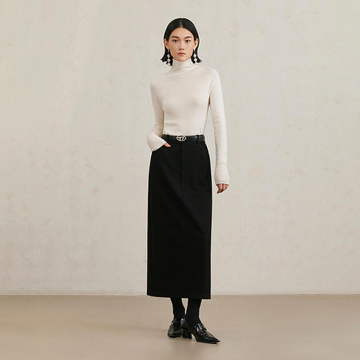 NEELLY纳俪商场同款冬季新款黑色垂感显瘦半身裙女气质通勤长裙N25104E04422 商品图2