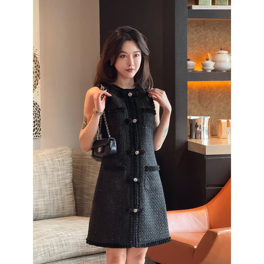 DUO智仙生  露米娜 暗黑新中式粗花呢连衣裙 商品图4