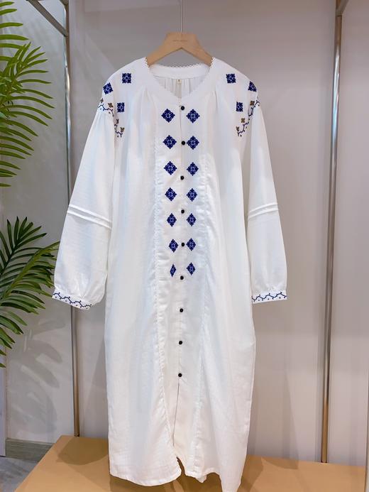 松植屋《璃陌》双层纱民族风长袖睡裙蓝调刺绣满满民族风 商品图0