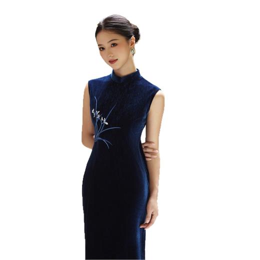 钻石绒绣花长款无袖港风旗袍2025初秋新款时尚改良新中式日常旗袍 商品图4