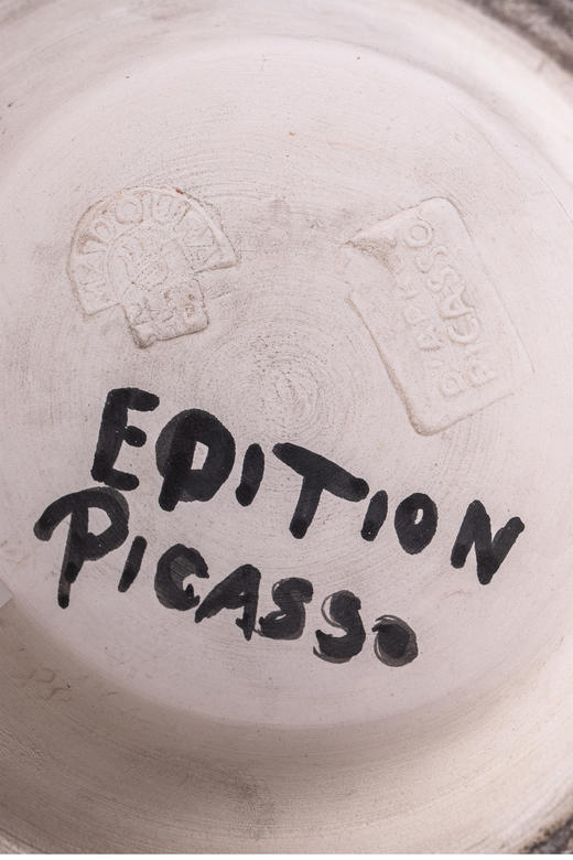 独角鹿西洋古董 1952年代西班牙艺术家与法国工坊合作出品限量人面双耳执壶 商品图5