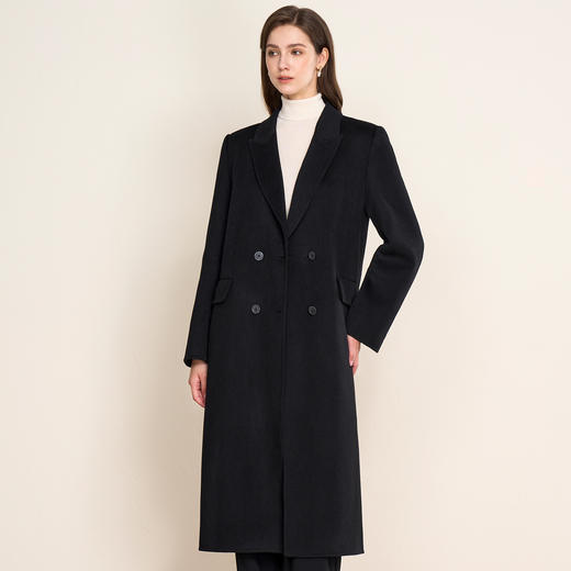 EITIE爱特爱气质收腰显瘦通勤黑色毛呢大衣外套冬季新款8014720 商品图3