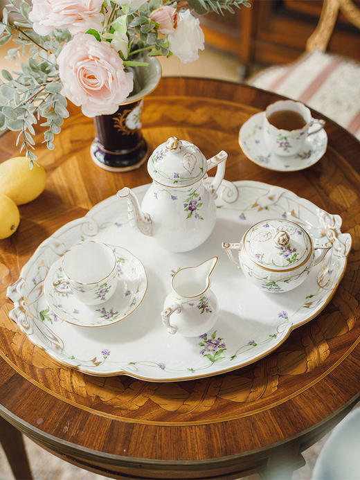 【已售】独角鹿西洋古董 20世纪匈牙利赫伦瓷窑出品「Imola矢车菊」系列手绘描金装饰双人咖啡套件 商品图2