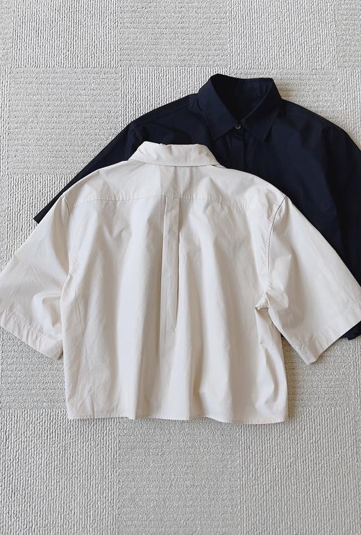 1012-4 紧急‼️清仓 纯圆正 中性气质款 tote 府绸棉 女士宽松五分袖衬衫 商品图7