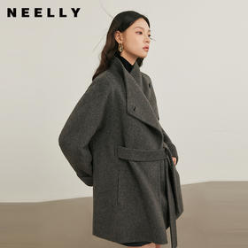 NEELLY纳俪商场同款冬新款气质收腰大衣女翻领显瘦双面呢羊毛外套N25104N04401