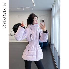 余潇潇【滑雪总动员】时尚百搭三防正肩90白鹅绒立领显瘦收腰羽绒服