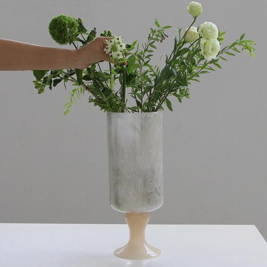 艺术法式奶油高脚手工玻璃花瓶中古风灯插花鲜花酒店样板房装饰瓶 商品图5