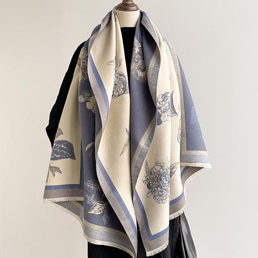 国风围巾大丝巾秋冬韩版新款仿羊绒披肩围巾女冬季高级感百搭加厚保暖围脖新款新品 商品图0