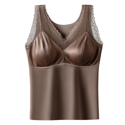 德绒保暖背心 女秋冬季内搭加厚加绒带胸垫一体式内衣无痕打底上衣 商品图4