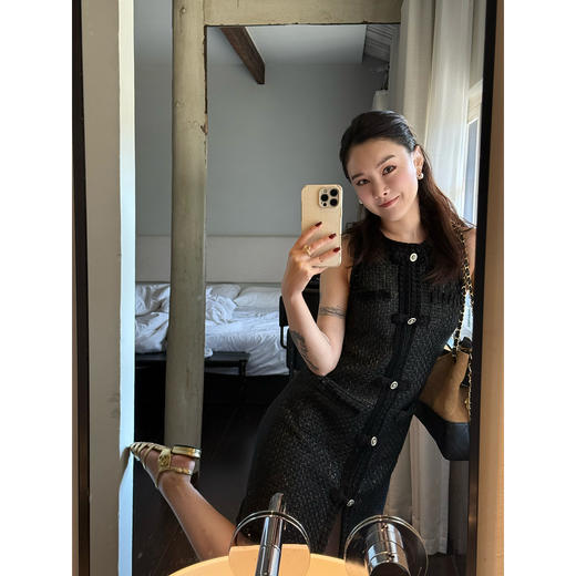 DUO智仙生  露米娜 暗黑新中式粗花呢连衣裙 商品图0