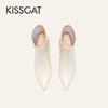 【云粉节】BF楼KISSCAT接吻猫25冬新款优雅尖头高跟靴粗跟法式真皮白色短靴女KA65714-11吊牌价1599活动价899 商品缩略图3