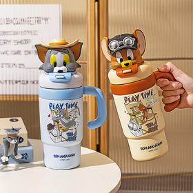 摩登主妇猫和老鼠保温杯大容量冰霸杯2025新款不锈钢杯子吸管水杯