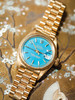 【已售】独角鹿西洋古董 20世纪瑞士钟表品牌出品18K黄金表链蓝珊瑚表盘蚝式恒动腕表 商品缩略图1